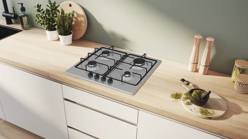 bosch pgp6b5k85 piano cottura da incasso a gas 4 fuochi 60 cm inox